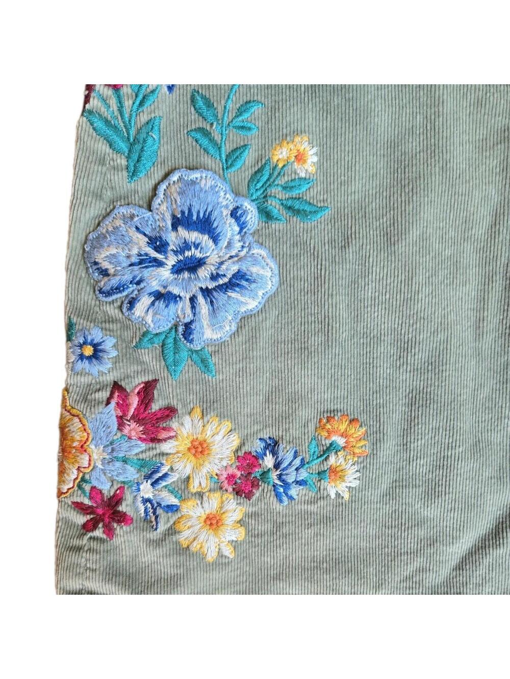 Driftwood Free People Corduroy Farah Flare Jeans Embroidered Floral Boho 27x34 - Picture 2 of 7